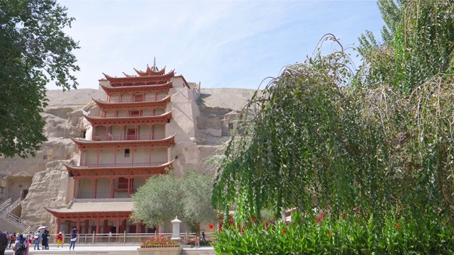 中国甘肃敦煌莫高窟的古代佛教建筑