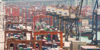 延时拍摄:香港青衣港货柜码头与货场的工作