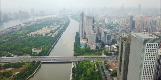 广州市景珠江天时航拍全景倾斜4k中国