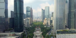 白天时间广州市区航拍全景倾斜4k中国