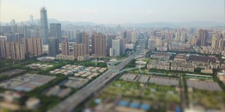 白天广州市交通街道工业区航拍全景图倾斜4k中国