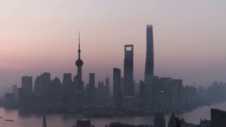 T/L ZI Shanghai Skyline at Dawn, from Night to Day /上海，中国视频素材模板下载