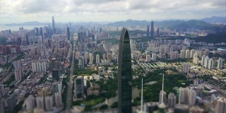 白天时间深圳城市景观航拍全景4k倾斜转移中国