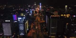 夜光深圳市景交通道路航拍全景4k倾斜移位中国