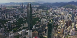 白天时间深圳城市景观著名建筑航拍全景4k倾斜移位中国