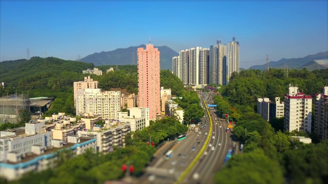 深圳市晴天交通街道航拍全景4k倾斜转移中国