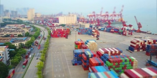 当日著名的深圳港湾交通航拍全景4k倾斜移位中国
