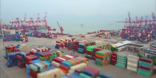 白天著名的深圳港湾航拍全景4k倾斜平移中国