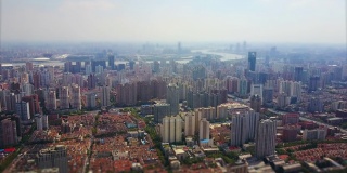 白天上海张桥棚户区城市景观航拍全景4k倾斜转移中国