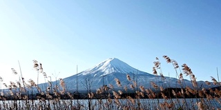 蓝天下的冬季富士山景观