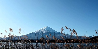 蓝天下的冬季富士山景观