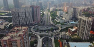 白天广州市景交通路口航拍全景倾斜4k中国