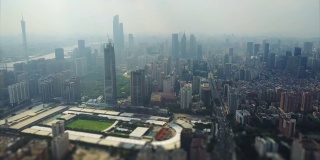 白天时间广州市景滨江广州塔航拍全景倾斜4k中国
