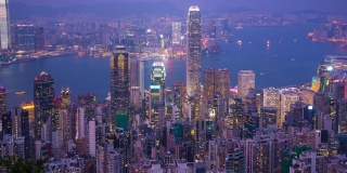 香港城市天际线的时间推移视图
