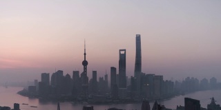 T/L Shanghai Skyline at Dawn, from Night to Day / Shanghai, China