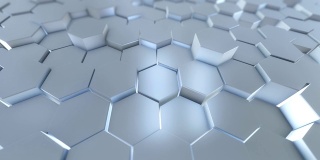 美丽的白色六边形表面变形无缝3d动画。抽象运动设计背景。计算机生成的过程。