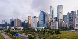 延时:香港中环及金钟天际线大厦