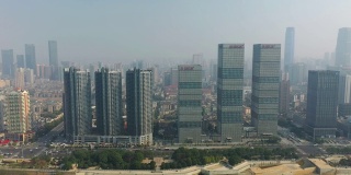 长沙市区著名的滨江交通湾晴天航拍全景4k中国