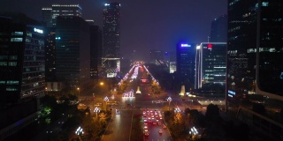 成都城市夜光交通街道金融区航拍全景4k中国