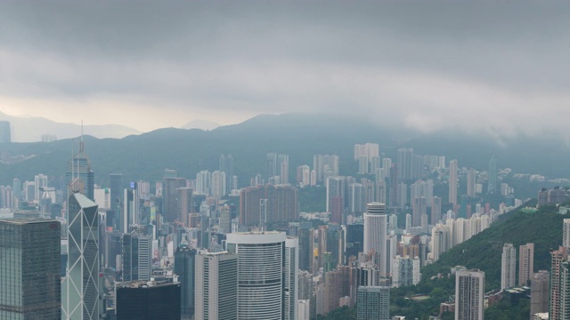 香港，中国香港维多利亚港上空的摩天大楼