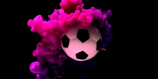 女子足球比赛广告概念。足球在一个惊人的背景。