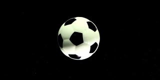 足球在一个黑色的太空星背景上绕着它的轴旋转。