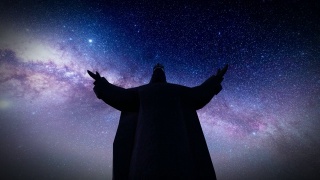 耶稣基督对抗银河系视频素材模板下载