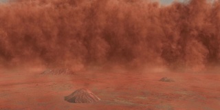 沙漠中的沙尘暴是一个带有红色沙子的3d动画