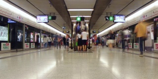 香港地铁人群。快动作