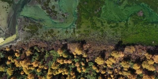 中国云南四川稻城亚丁自然保护区珍珠湖的无人机拍摄