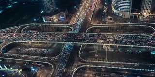 天桥和城市交通夜景/北京，中国