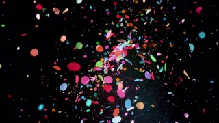 SLO MO LD粉色气球弹出并向空中释放五彩纸屑视频素材模板下载