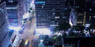亚洲香港九龙尖沙咀市中心的空中夜景