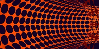 3d动画旋转移动中空橙色管与孔。