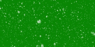 雪隔离色度键，下落现实动画在葛兰屏幕背景在4K合成。慢镜头，大的和小的雪花，阿尔法通道，强烈，绿色盒子，风暴，可循环-股票视频