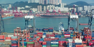 4K时间推移:集装箱货物仓库活动的业务物流，进出口，航运或运输。