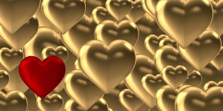 情人节的概念;喷出金色的心。