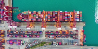 国际港口在香港进出口业务物流中使用起重机装载集装箱的超失效或滞后