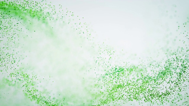 4k抽象粒子波背景-浅绿色，创意-美丽的彩色粉环