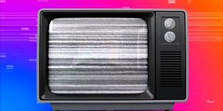 老电视与大羊驼在屏幕上对抗彩色杂乱的效果