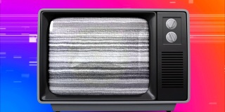 复古电视显示令人窒息的表情符号在复古和炙热的背景
