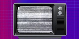 复古电视显示紫色屏幕上的复古背景