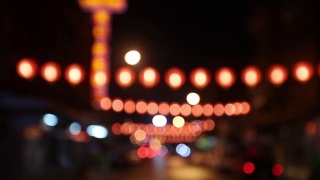 中国新年灯笼，在唐人街旅游。视频素材模板下载