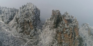 中国湖南省张家界下雪