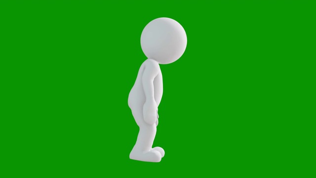 3D图标人形打招呼动画。角色动画。象形人物独特的轮廓向量图标集。动画姿态上的色度键背景。移动活动变化。