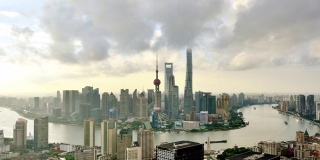 4K:上海城市景观从日出到一天的时间流逝，中国