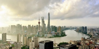 4K:上海城市景观从日出到一天的时间流逝，中国