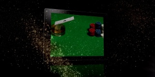 显示扑克派对的智能手机、平板电脑和电脑屏幕