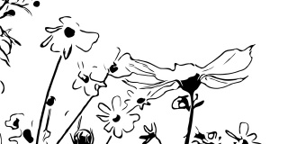 动画卡通，宇宙树上的花朵随风摇曳