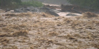 有泡沫的小溪，危险的急流，狂暴的河流